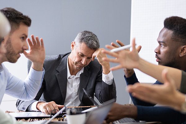 a team stressed about IT problems