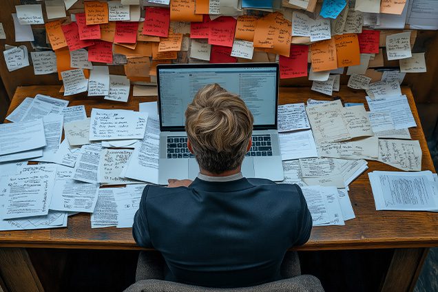 a man struggling with tasks